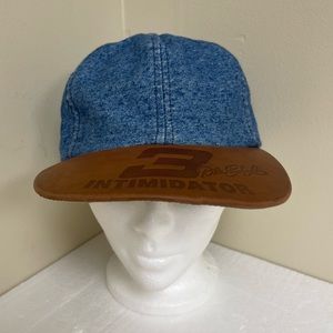 Vintage Dale Earnhardt Sr Jean Adjustable Strap back Hat With Leather Brim